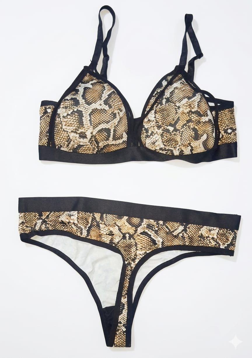 Wild Pattern Triangle Bralette Set