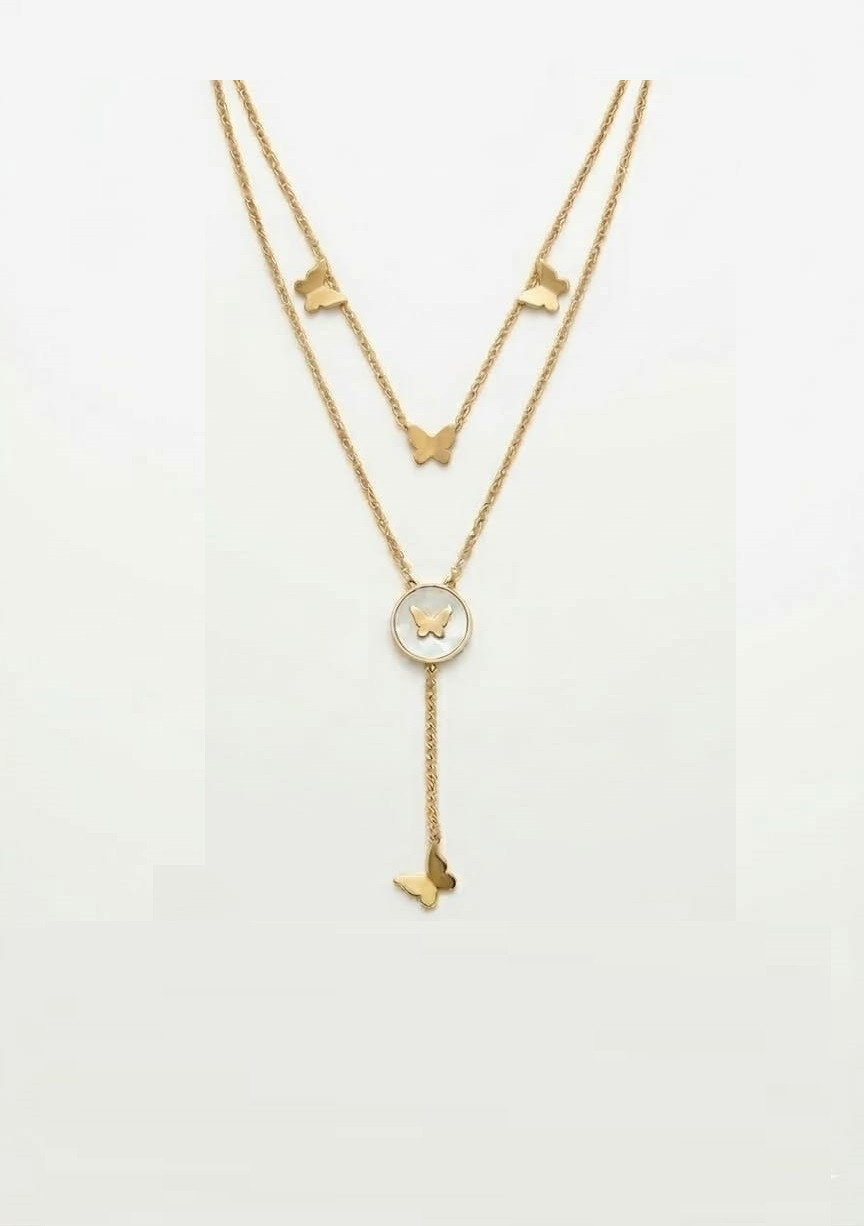 Elegant Two-Layer Butterfly Necklace