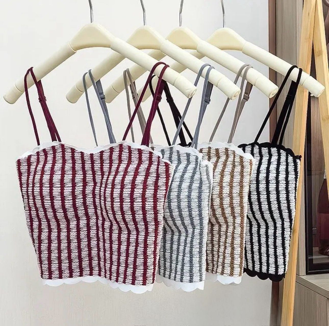 French Style Striped Blouse/Padded Camisole/Tube Top