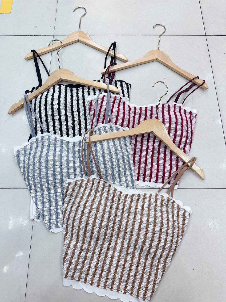 French Style Striped Blouse/Padded Camisole/Tube Top